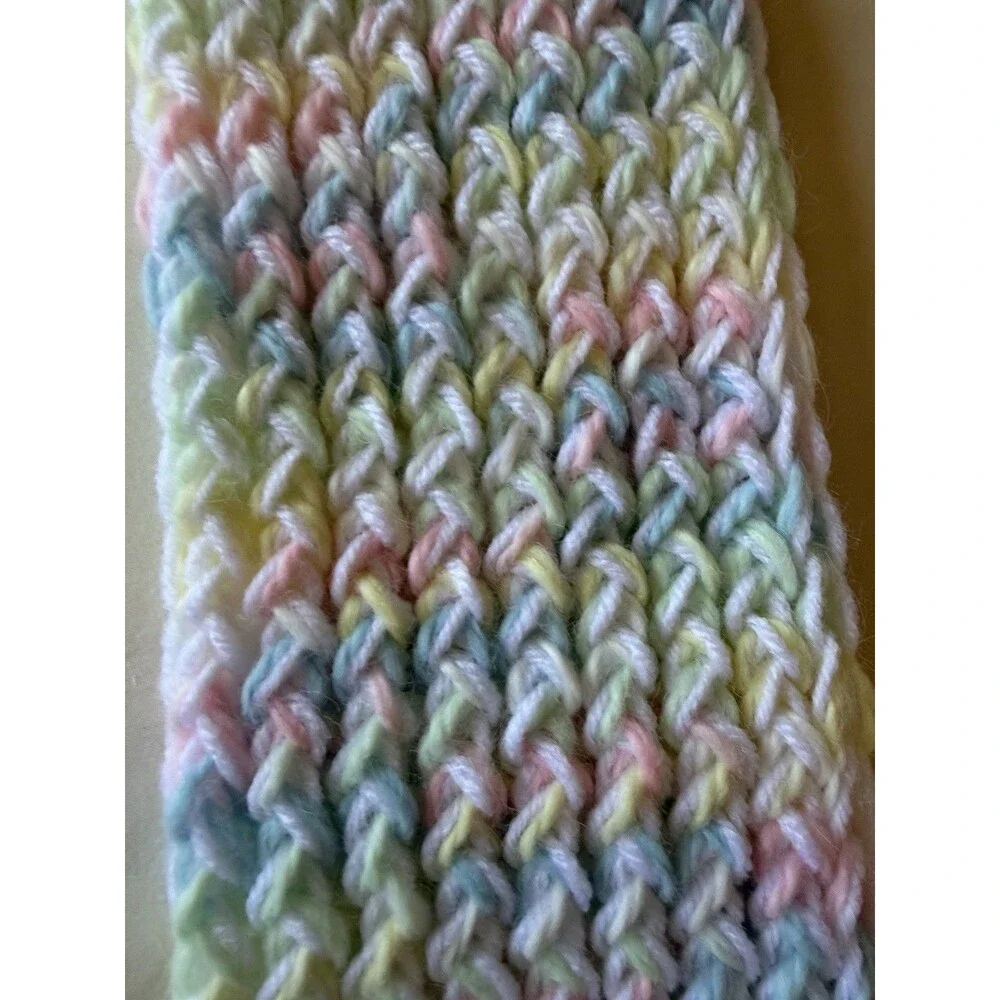 Rainbow Colored Knit Beanie And Scarf Set For Kids